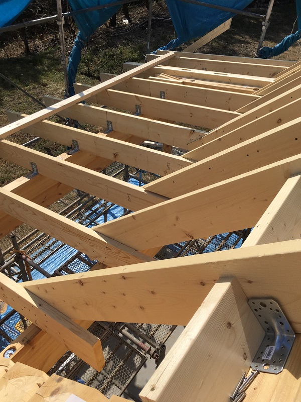 キグミ　建て方工事　屋根垂木3